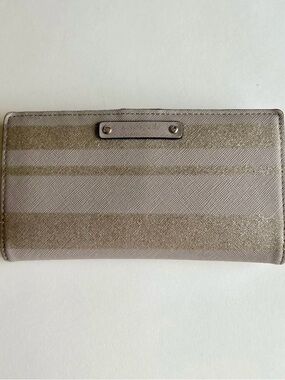 Kate Spade Grey Gold Crossgrain Leather Wallet